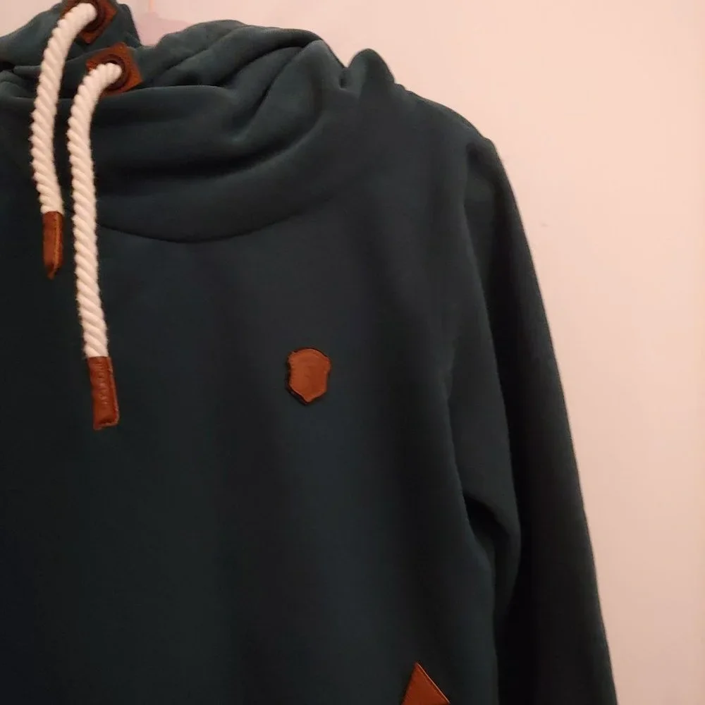 Naketano Brave New World Thick Teal Coastal Cowl Neck Pullover Hoodie Medium - Picture 3 of 14